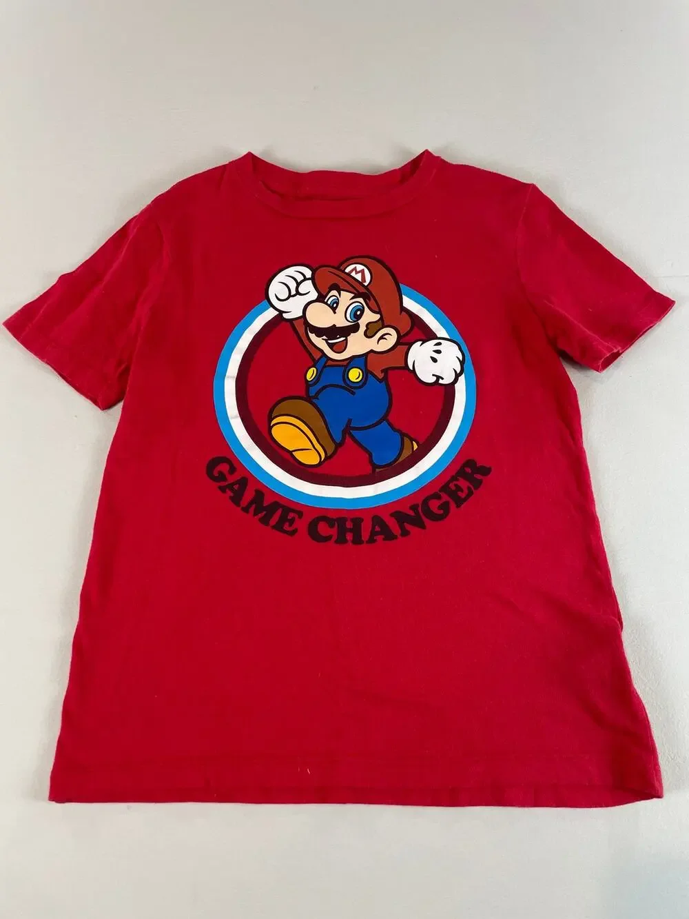 Old Navy Tee Boys Size M Red Super Mario Logo Cotton
